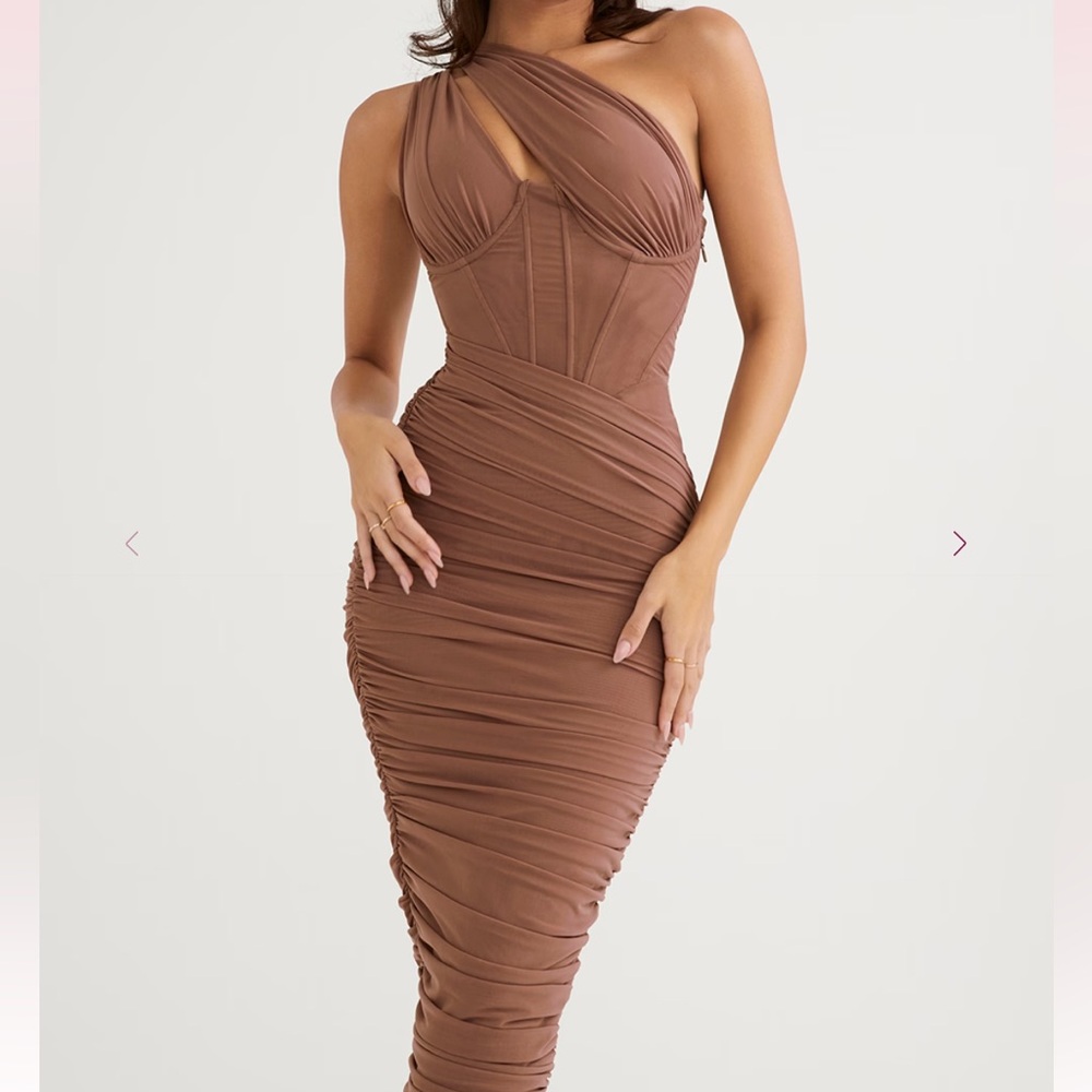 HOUSE OF CB VALENTINA ASYMMETRIC CUTOUT MIDI DRESS